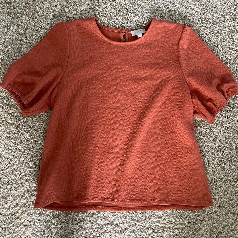 NWT Loft Outlet Orange Balloon Sleeve Spring Summer Blouse XL